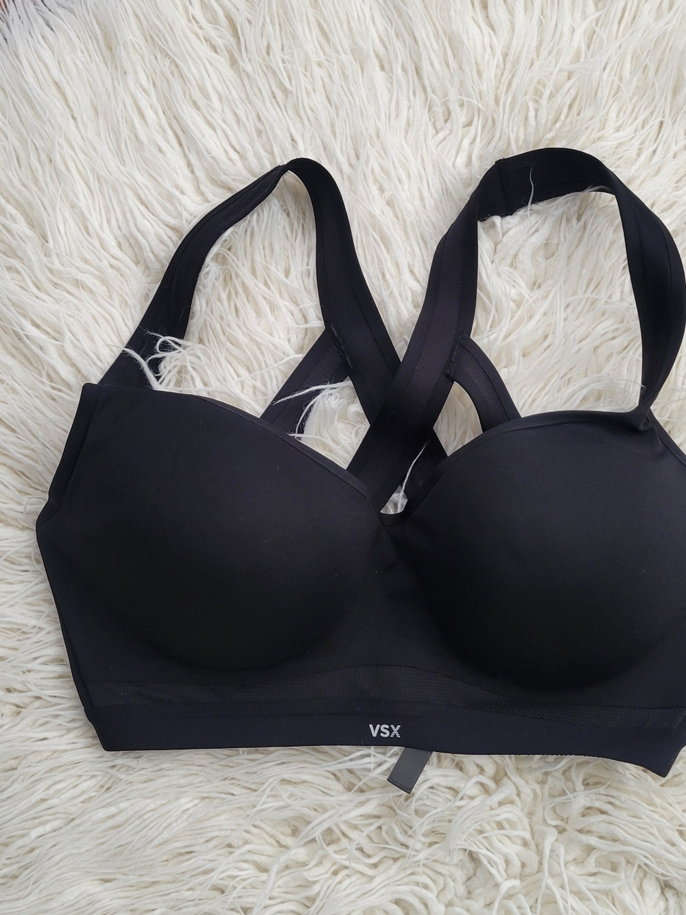 VSX Victoria Secret Black Molded-Cup Sports Bra with Crisscross Straps